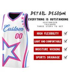 Black Light Blue Pink Star Series Reversible Basketball Jersey 3