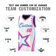Black Light Blue Pink Star Series Reversible Basketball Jersey 4