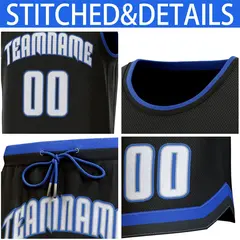 Black Light Blue-Royal Classic Sets Basketball Jersey 6