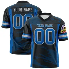 Black Light Blue Scratch Pattern Authentic Football Jersey