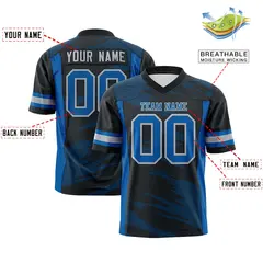 Black Light Blue Scratch Pattern Authentic Football Jersey 2