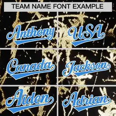 Black Light Blue Shiny Gold Cracked Texture Baseball Jersey 4
