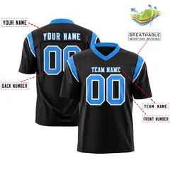 Black Light Blue Shoulder Cut Two-Tone Flag Football Jersey 2