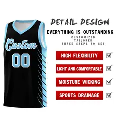 Black Light Blue Side Symmetrical Line Pattern Basketball Jersey 2