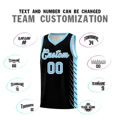 Black Light Blue Side Symmetrical Line Pattern Basketball Jersey 4