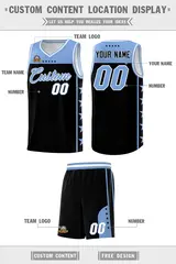 Black Light Blue Star Pattern Team Basketball Jersey 5