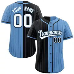 Black Light Blue Striped Two Tone Authentic Baseball Jersey 1