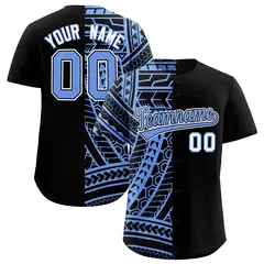 Black Light Blue Tribal Split Baseball Jersey 1