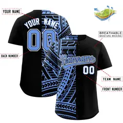 Black Light Blue Tribal Split Baseball Jersey 2
