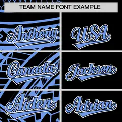 Black Light Blue Tribal Split Baseball Jersey 3