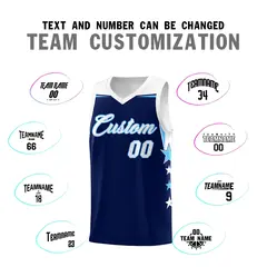 Black Light Blue Two Tone Side Star Color Block Basketball Jersey 4