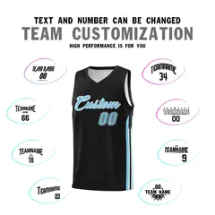 Black Light Blue White Classic Uniform Basketball Jersey 4