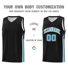 Black Light Blue White Classic Uniform Basketball Jersey 3