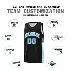 Black Light Blue White Classic Uniform Basketball Jersey 4