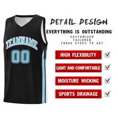 Black Light Blue White Classic Uniform Basketball Jersey 5