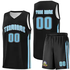 Black Light Blue White Classic Uniform Basketball Jersey