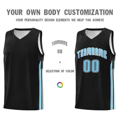 Black Light Blue White Classic Uniform Basketball Jersey 3
