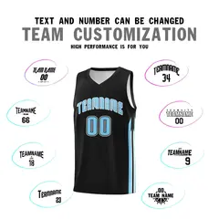 Black Light Blue White Classic Uniform Basketball Jersey 4