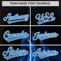 Black Light Blue White Flame Graffiti Baseball Jersey 3