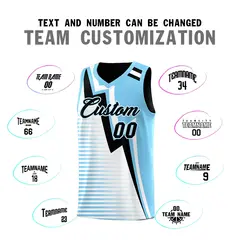 Black Light Blue White Gradient Lightning Stripe Reversible Basketball Jersey 4