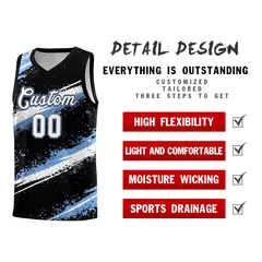 Black Light Blue White Reversible Stellar Strike Splash Basketball Jersey 3