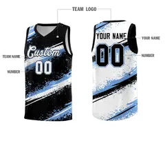 Black Light Blue White Reversible Stellar Strike Splash Basketball Jersey 4