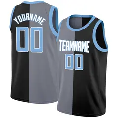 Black Light Blue-White Split Fashion Basketball Jersey
