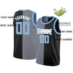 Black Light Blue-White Split Fashion Basketball Jersey 2