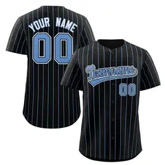 Black Light Blue-White Stripe Baseball Jersey