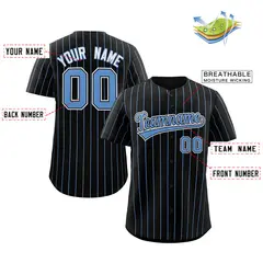 Black Light Blue-White Stripe Baseball Jersey 2