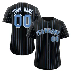 Black Light Blue-White Stripe Baseball Jersey