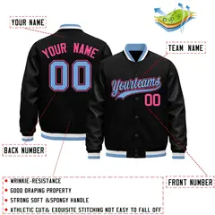 Black Light Blue White Varsity Jacket Faux Leather Sleeves 2