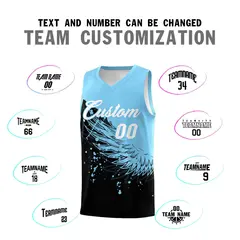 Black Light Blue Wing Pattern Basketball Jersey 4