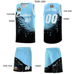 Black Light Blue Wing Pattern Basketball Jersey 5