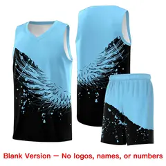 Black Light Blue Wing Pattern Basketball Jersey 7
