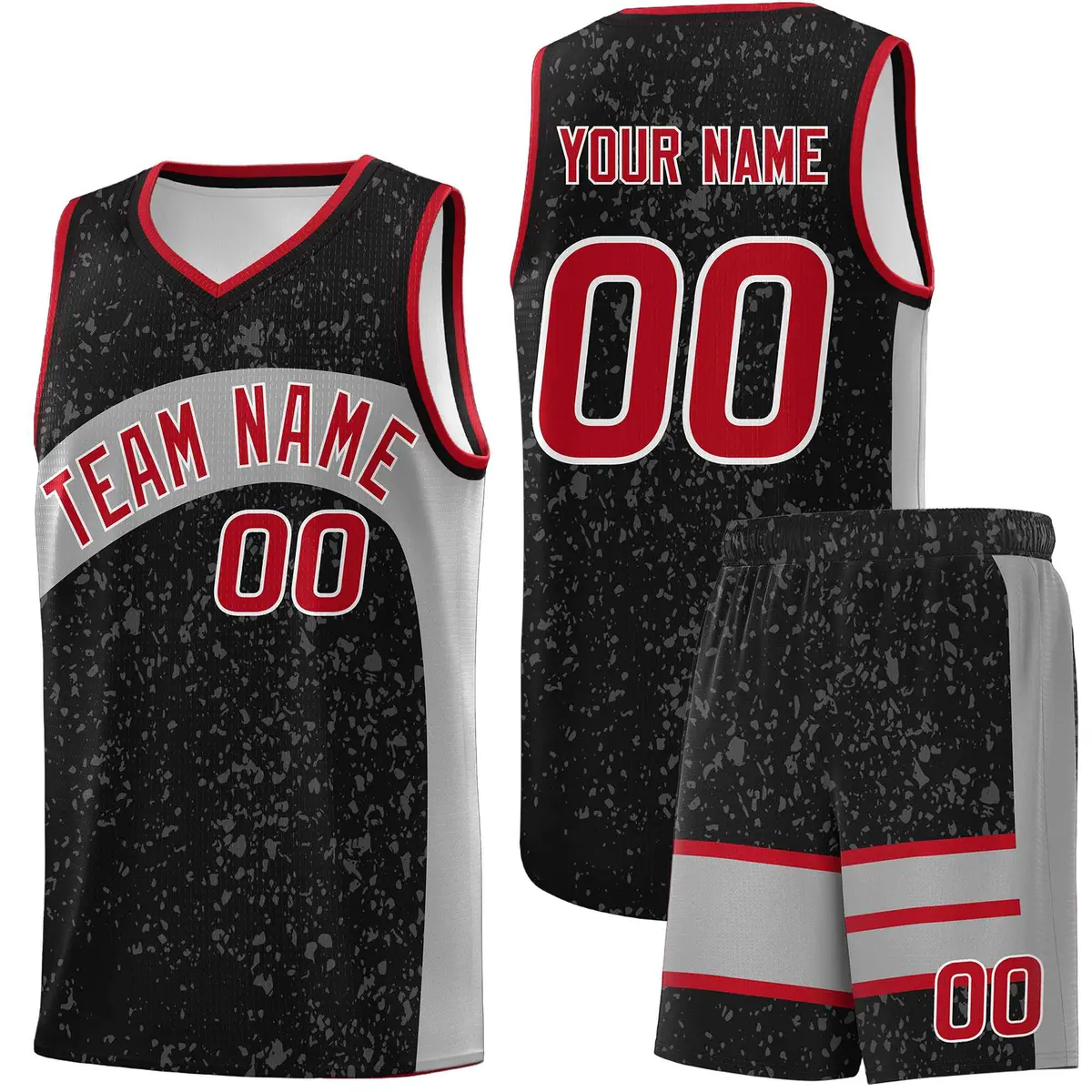 Black Light Gray Dot Graffiti Irregular Pattern Basketball Jersey