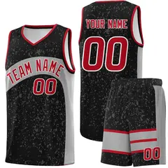 Black Light Gray Dot Graffiti Irregular Pattern Basketball Jersey