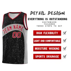 Black Light Gray Dot Graffiti Irregular Pattern Basketball Jersey 2