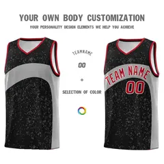 Black Light Gray Dot Graffiti Irregular Pattern Basketball Jersey 3