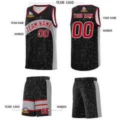 Black Light Gray Dot Graffiti Irregular Pattern Basketball Jersey 5