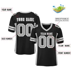 Black Light Gray Insert Color Mesh Football Jersey 2