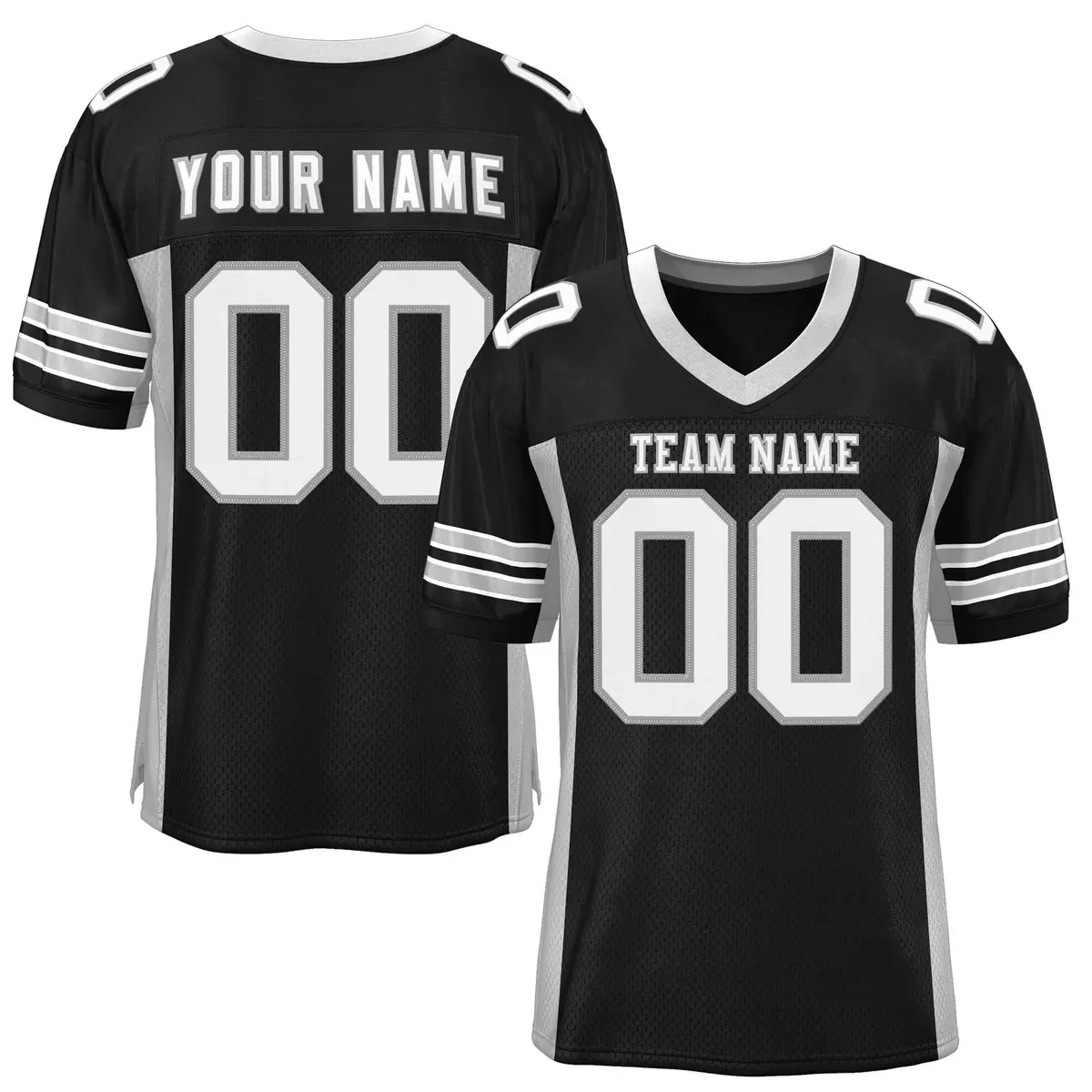 Black Light Gray Insert Color Mesh Football Jersey