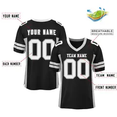 Black Light Gray Insert Color Mesh Football Jersey 2