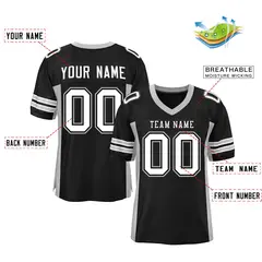 Black Light Gray Insert Color Mesh Football Jersey 2