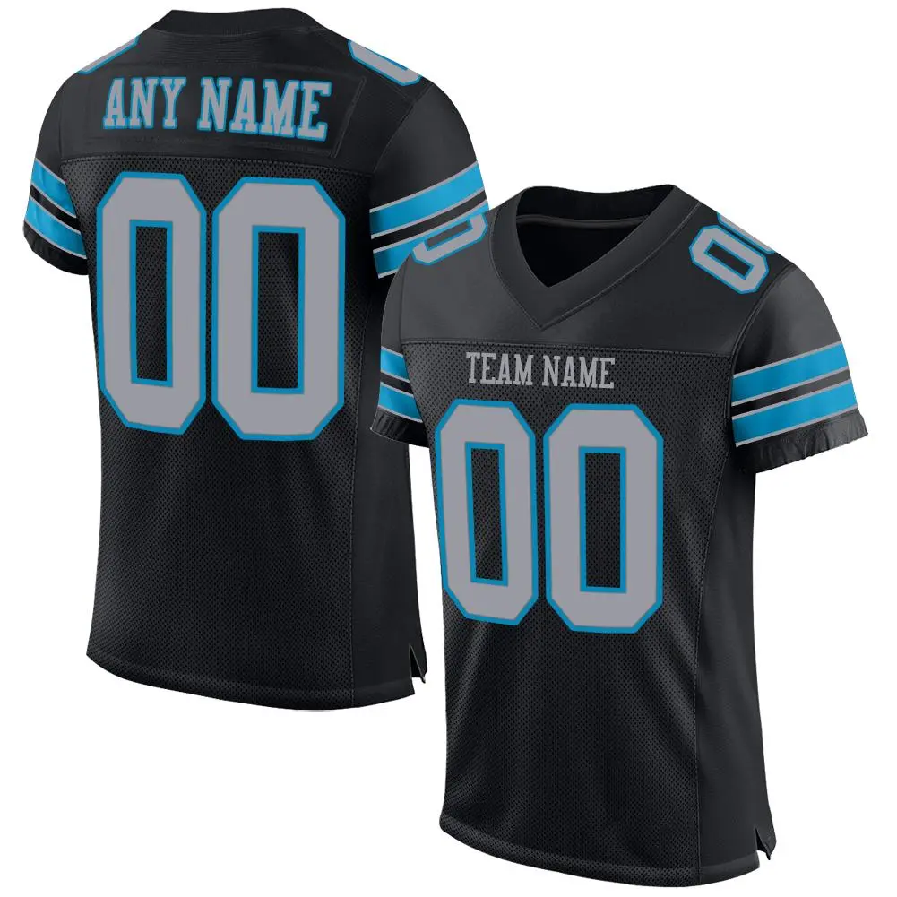 Black Light Gray-Panther Blue Classic Mesh Football Jersey