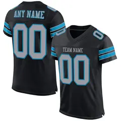 Black Light Gray-Panther Blue Classic Mesh Football Jersey 1