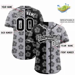 Black Light Gray Split Flower Graffiti Baseball Jersey 2
