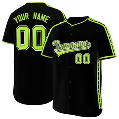 Black Light Green Color Block Dotted Side Baseball Jersey 1