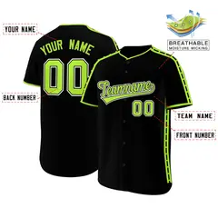 Black Light Green Color Block Dotted Side Baseball Jersey 2