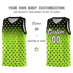 Black Light Green Gradient Star Pattern Basketball Jersey Set 3